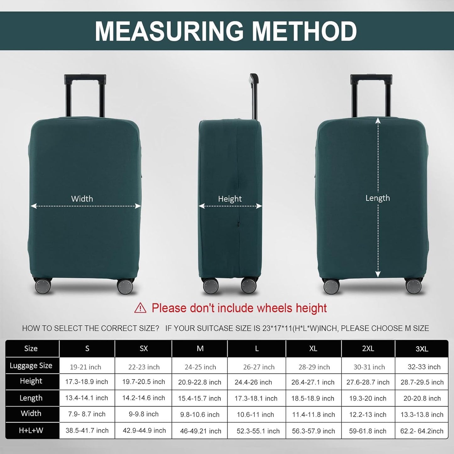 Travel Luggage Cover Suitcase Protector Scratch-Resistant Fit 19-31 Inch Suitcase, Not Included Suitcase (Avocado Green, L(26-27 inch))
