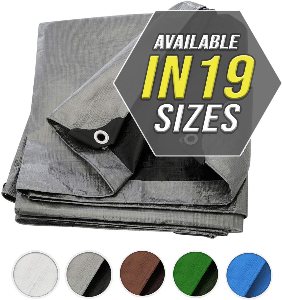 Tarp Cover 8X10 Silver/Black 2-Pack Extremely Heavy Duty 20 Mil Thick Material, Waterproof, Great for Tarpaulin Canopy Tent, Boat, RV Or Pool Cover!!! (8X10)
