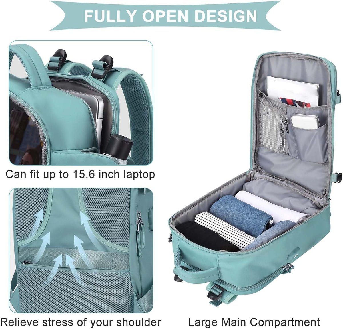 coowoz Travel Backpack For Women Men,Carry On Backpack,Hiking Backpack Waterproof Outdoor Sports Rucksack Casual Daypack Travel Essentials(Blue)