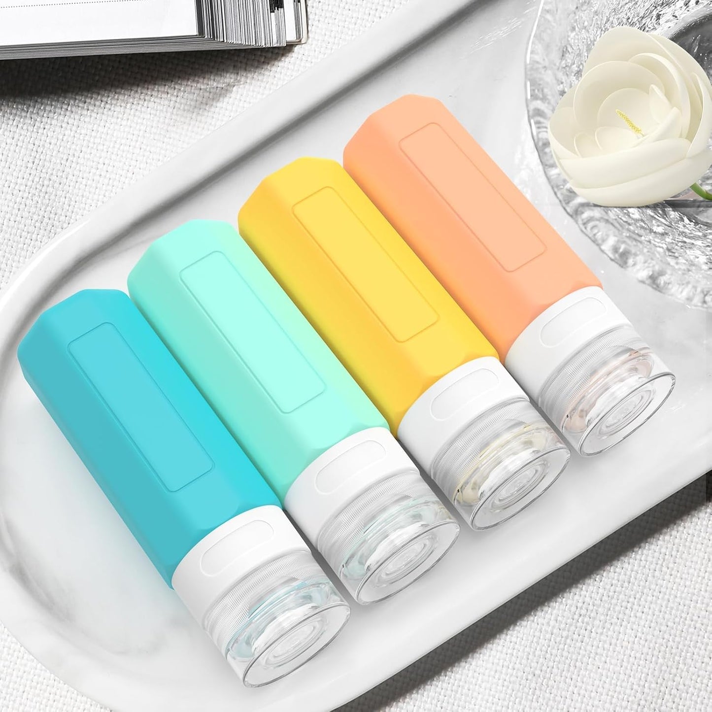Redfly Travel Bottles for Toiletries, 3oz Tsa Approved Travel Size Containers, BPA Free Leak Proof Squeezable Containers for Toiletries, Silicone Refillable Essentials for Shampoo Conditioner Colorful