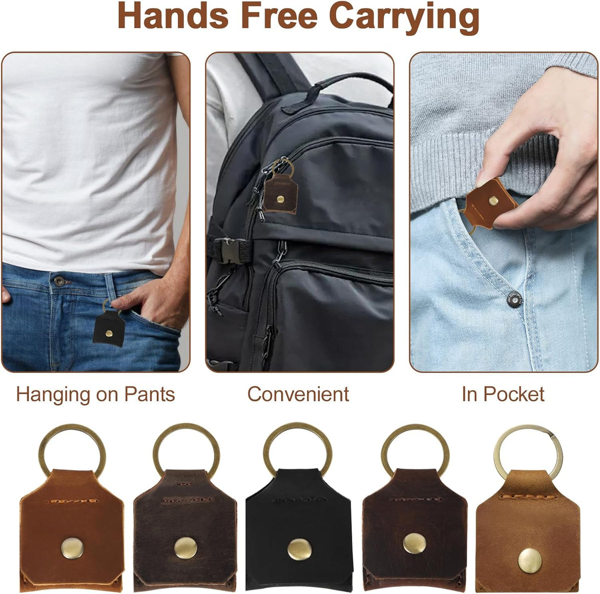 Jack&Chris Genuine Leather SD Card Holder Keychain, Anti-Shock Anti-Dust SD Card Case, Portable Camera Accessories for SD CF CFexpress Micro SD Nano SIM and Micro SIM Cards, Yellow Brown 2 Packs