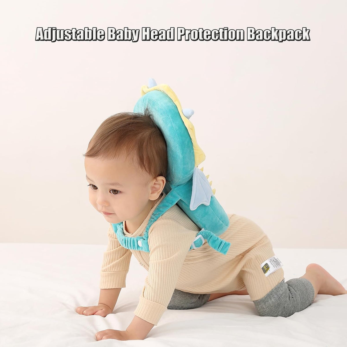 Feidoog Baby Head Protector Cushion Backpack with 3 Knee Pads for Walking & Crawling,Dragon