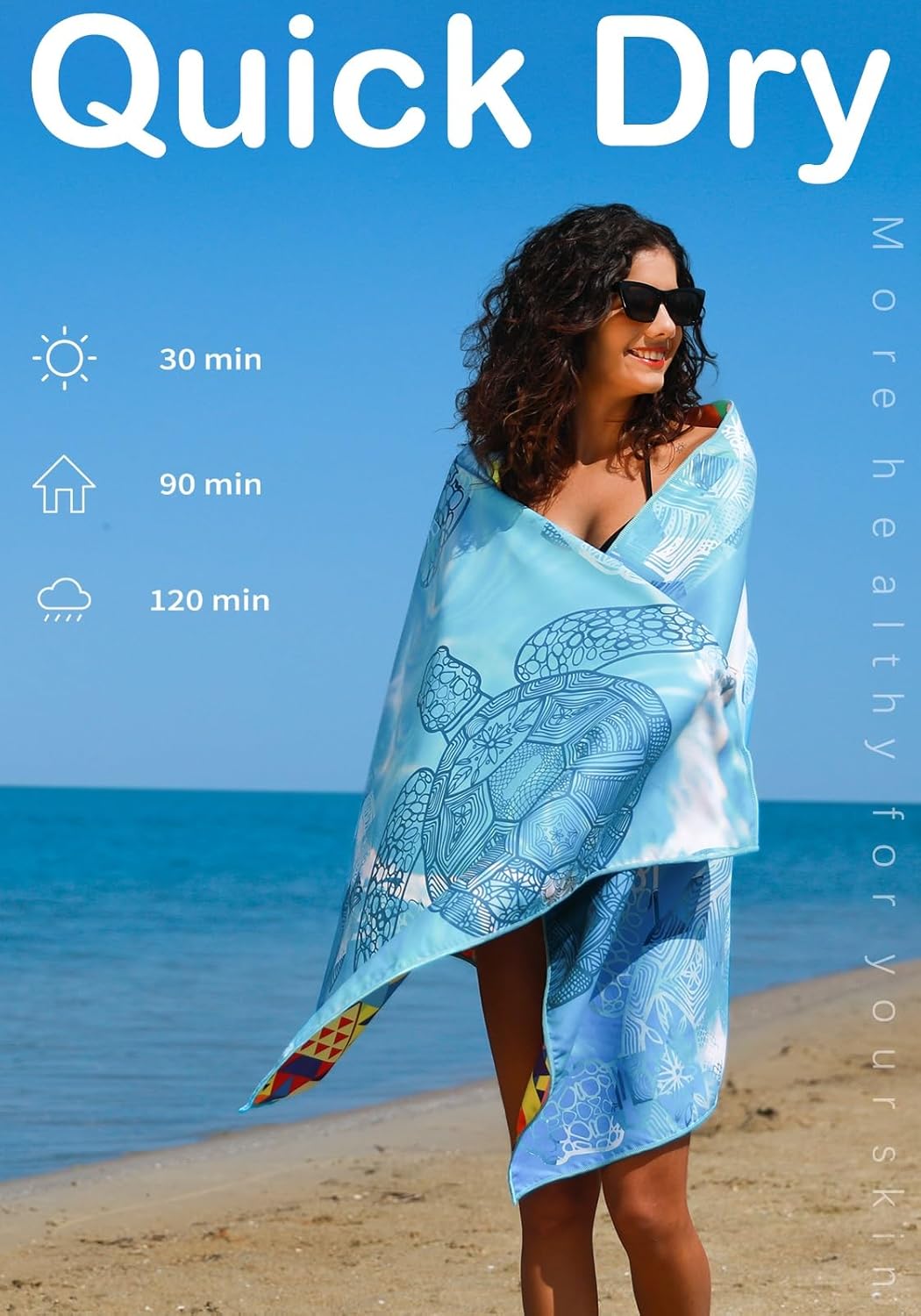 4 Pack Microfiber Lightweight Beach Towel Sand Free Quick Dry Absorbent Thin Compact Towels for Swimming Pool Camping Beach Accessories Large Easy Pack Travel Things for Vacation Essentials Gift