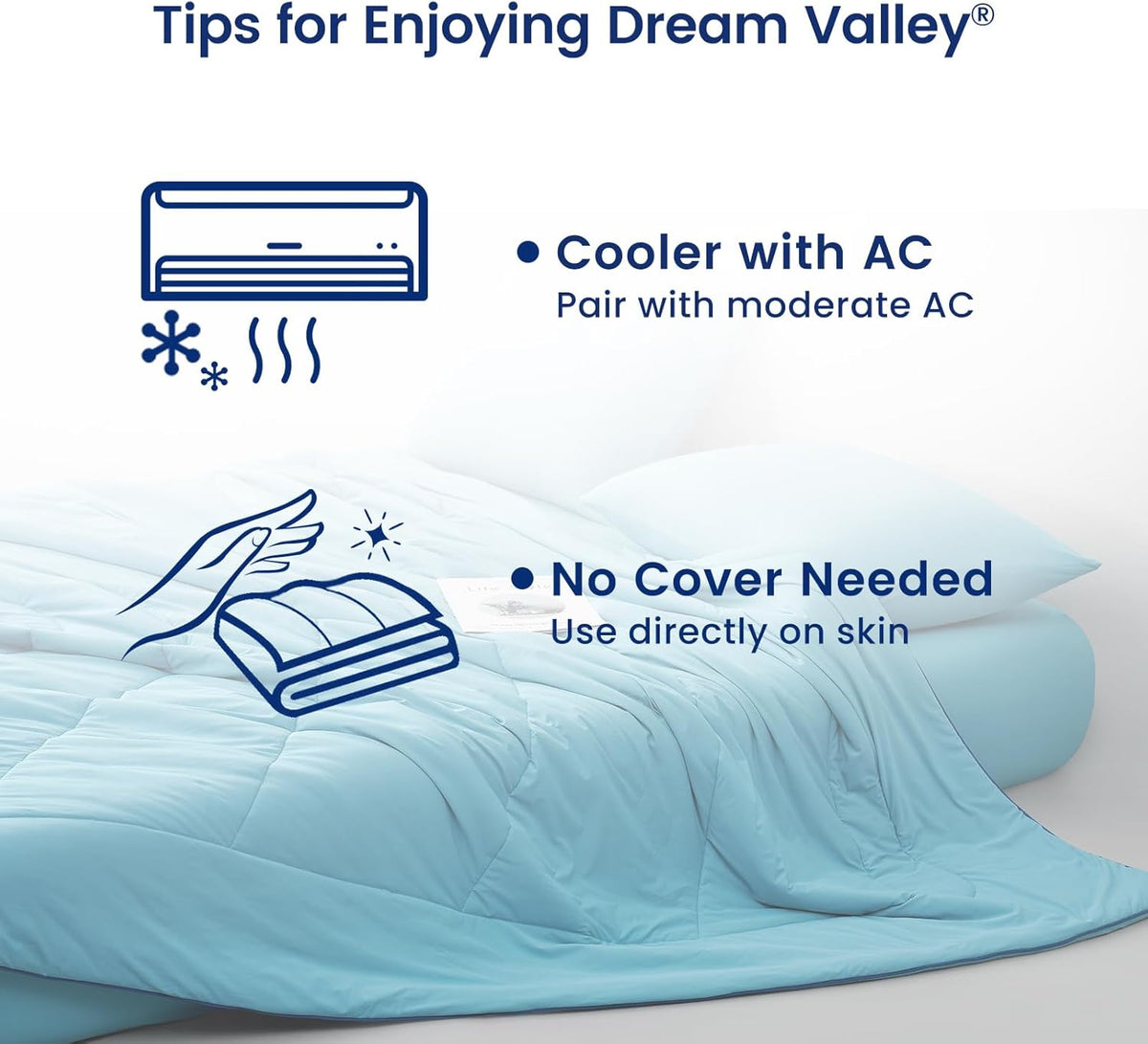 Dream Valley® Outlast® Deepsleep Cooling Comforter, King Size, NASA-Grade Space Technology Cooling Blanket for Hot Sleepers Night Sweats, Q-Max > 0.45 Aerocool™ Breathable, Dream Blue, 106"x90"