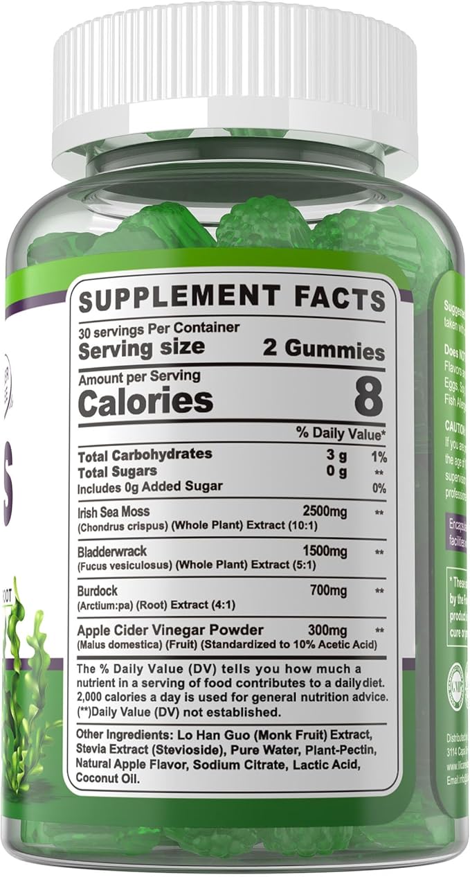 (2 Pack) Sea Moss Gummies - Irish Sea Moss Gummies for Adults & Kids - Advanced Superfood Seamoss Supplement with Organic Bladderwrack & Burdock Root Extract,ACV for Daily Immune, Gut Cleanse, Vegan