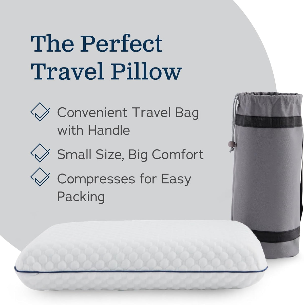 WEEKENDER Gel Memory Foam Camping Pillow - Travel Essentials & Must Haves - Camping Gear & Accessories - Contouring Neck Support - Small Size Compatible for Car, Airplane, and Beach - 1 Pack