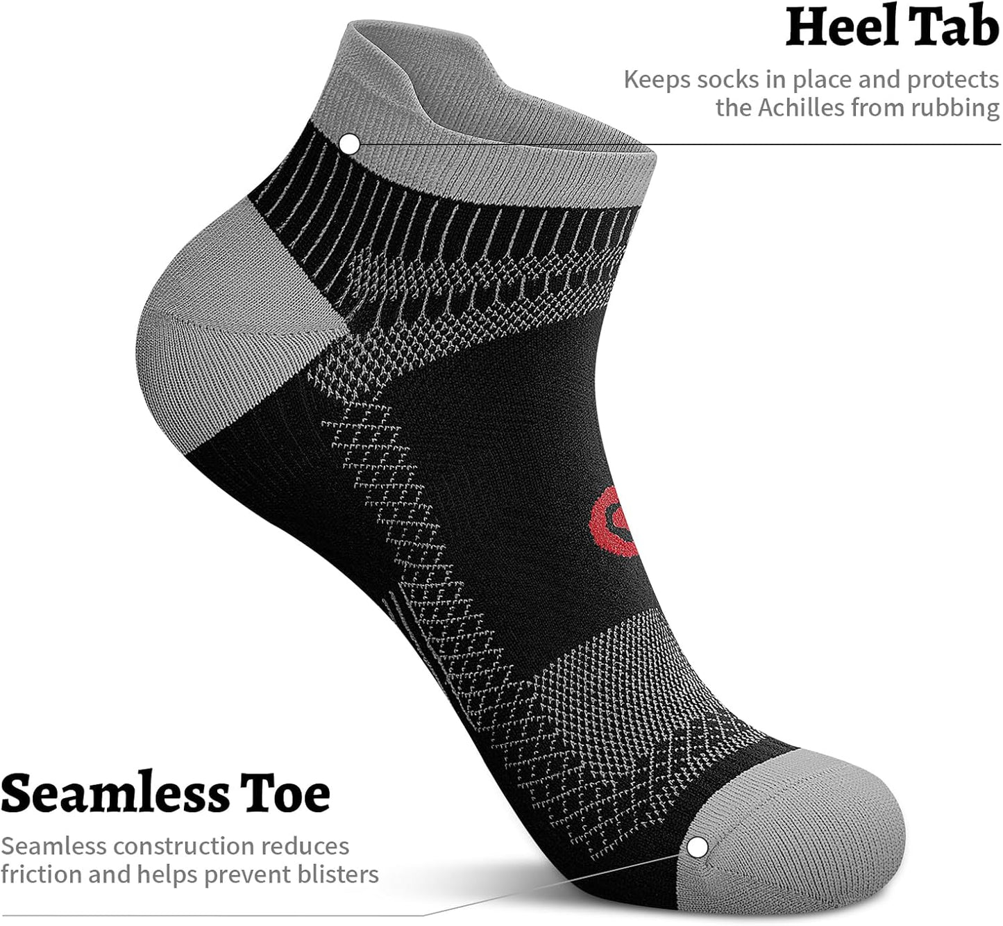 PAPLUS Ankle Compression Sock for Men and Women 2/4/6 Pairs, Low Cut Compression Running Sock with Ankle Support