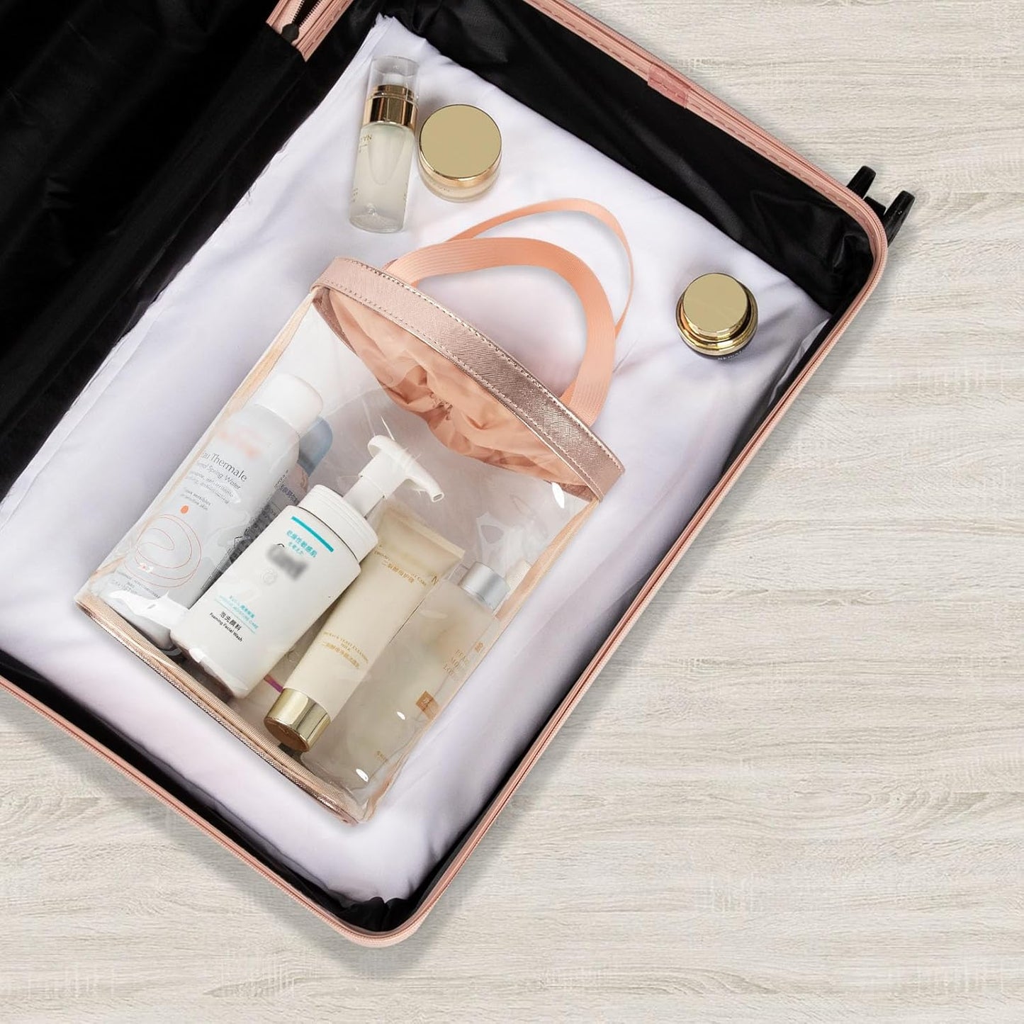 Clear Makeup Bag, Travel Toiletry Bag for Women, TSA Approved Toiletry Bag, Waterproof Clear bag Cosmetic Pouch,Transparent Makeup Organizer, Carry on Airport Airline Compliant