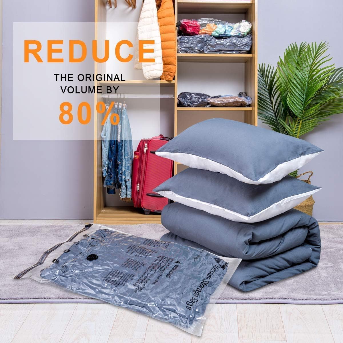 Vacuum Storage Bags Jumbo (12 x Jumbo),Plastic Packaging Bags,Space Saver Sealer Compression Bags for Blankets, Comforters, Pillows, Bedding,Clothes Storage