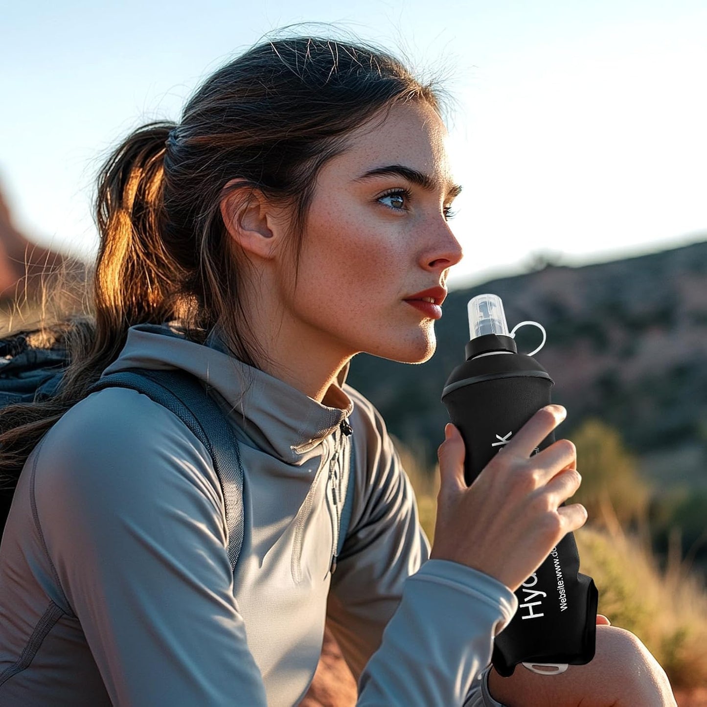 AXEN Soft Flask TPU Foldable Running Hydration Flask, Soft Collapsible Water Bottle for Hydration Pack Cycling Marathon Running Hiking