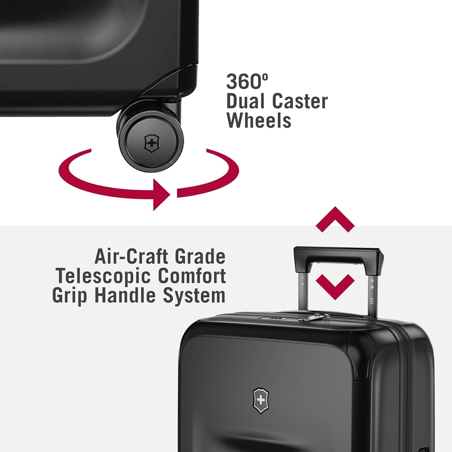 Victorinox Spectra 3.0 Frequent Flyer Plus Carry-On - Modern Hardside Carry-On Luggage - Rolling Suitcase with Spinner Wheels - Holds Travel Accessories - 45 Liters, Black