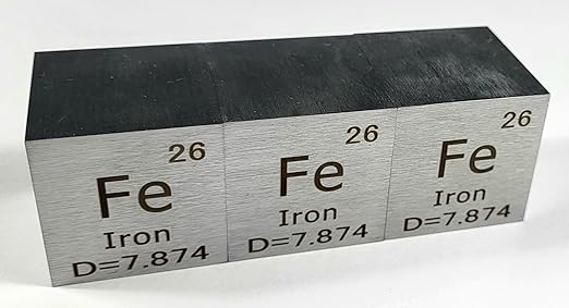 1.5" 38.1mm Iron Ferrum Metal Cube Fe up to 99.9% Pure Periodic Table Element Engraved Density Collection Science Education Display Block Cube + Acrylic Case Box - 1PC