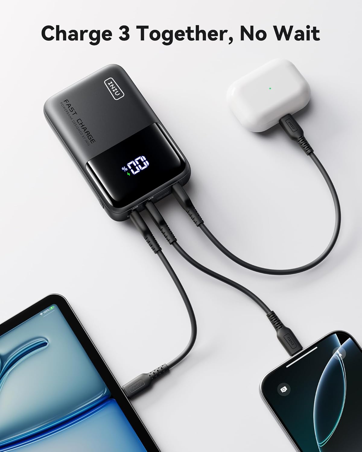 INIU Power Bank, 25000mAh 100W High Capacity USB C Laptop & Phone Portable Charger, Fast Charging Flight Cruise Ship Travel Essential Mini Battery Pack for College Students Travelers Boys Girls, Red