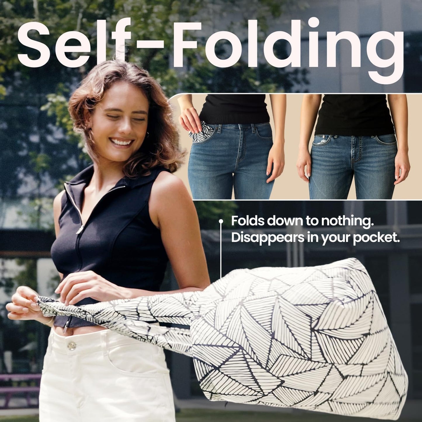 Nanobag Ultra-Lightweight Foldable Sling for Women & Men, Reusable Grocery & Travel Bag, Packable Collapsible Compact Market Crossbody (Sling Forest)