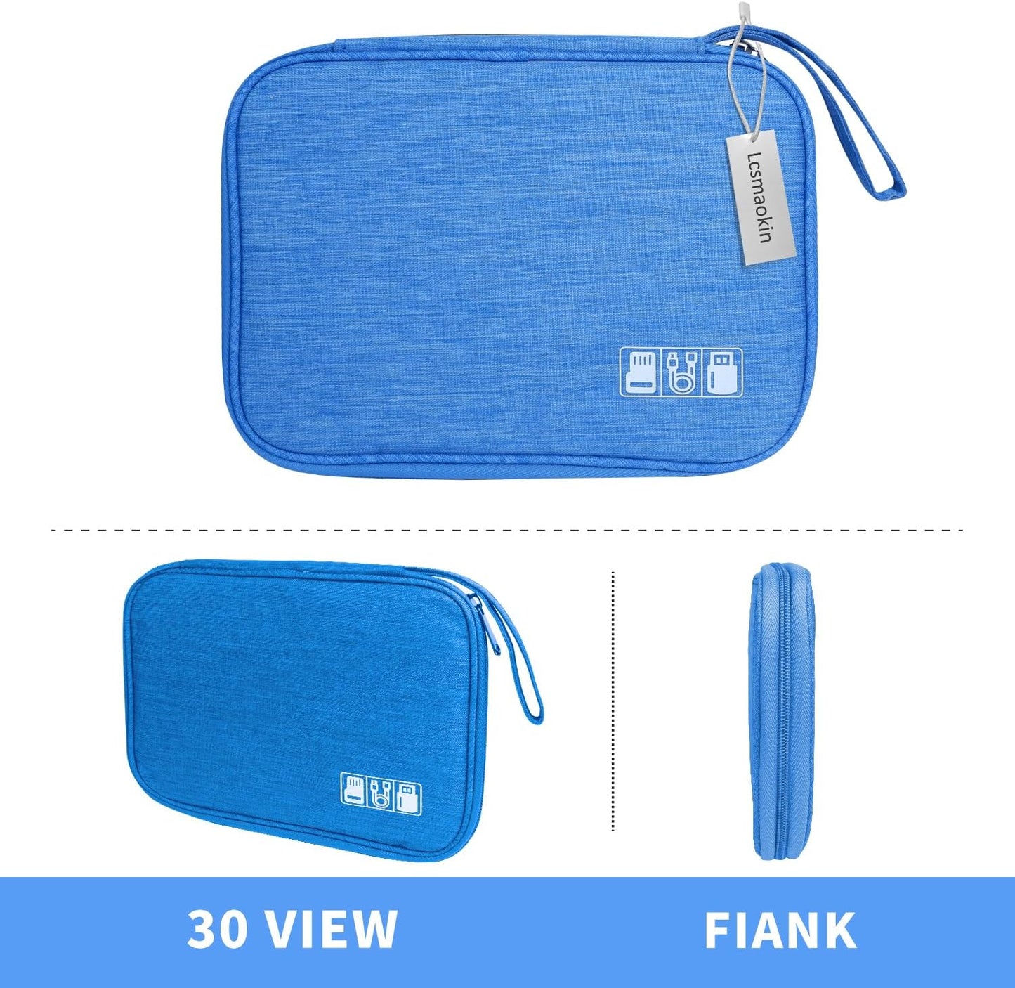 Electronics Travel Organizer,Portable Waterproof Electronic Travel Storage Bag for Small Charging Cord Storage,Charger,Small Electronics,SD Card etc,for Travel,Business -Sky Blue