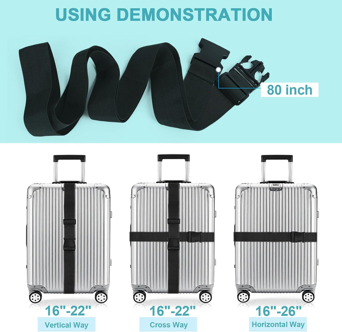 4Pcs Luggage Straps for Suitcase Travel Accessories TSA Approved, 80In Long Belts to Keep Your Suitcase Secure, Adjustable Bag Straps with Quick-Release Buckle for Travel Bag Closure, Pink