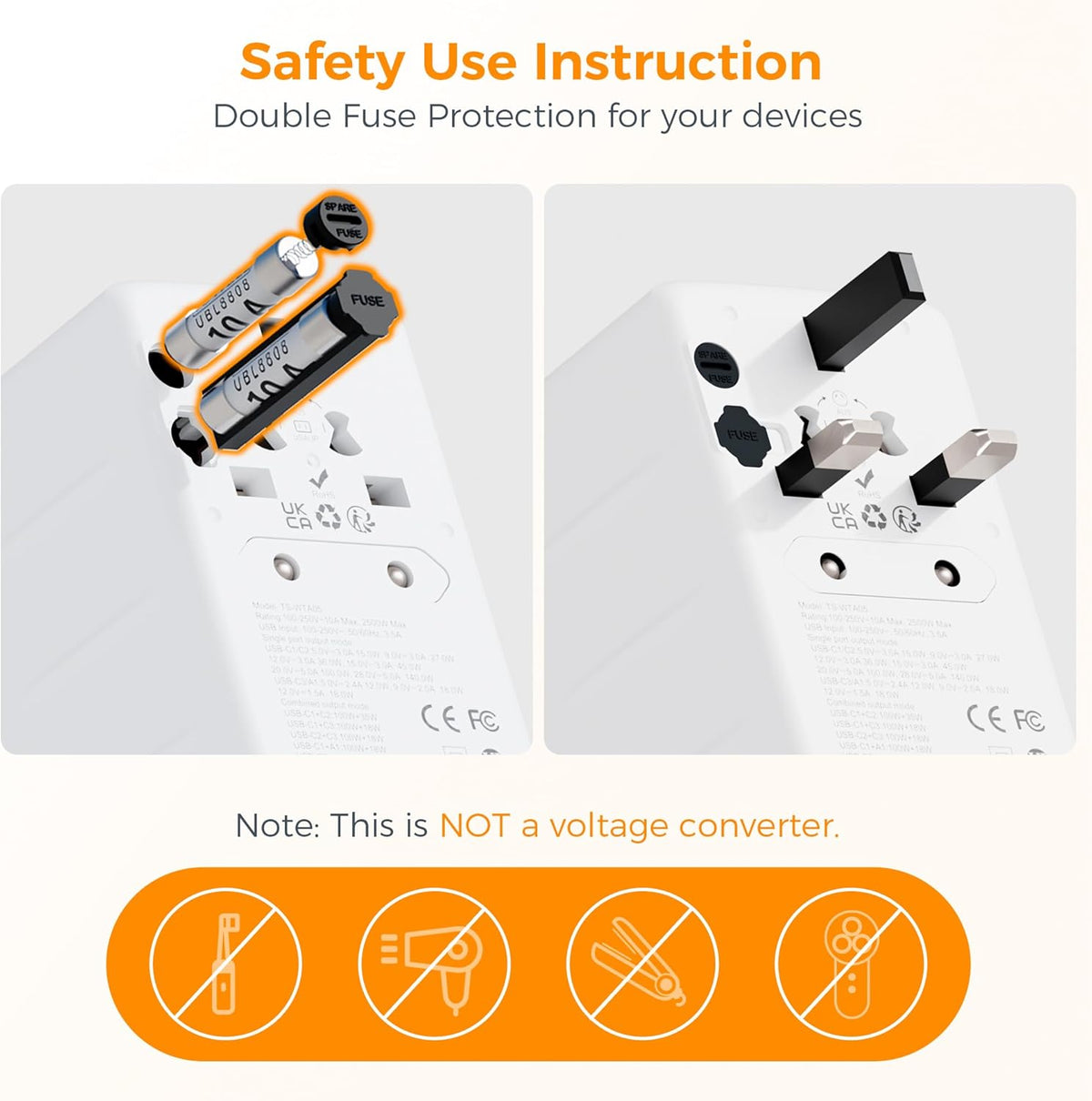 TESSAN Universal Travel Adapter 140W GaN, International Plug Adaptor with 1 USB A and 3 USB C Charging Ports, Worldwide Power Outlet for US to Europe UK AUS Ireland(Type C/G/A/I)