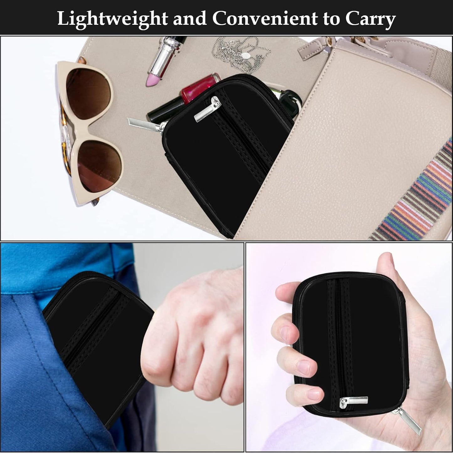 Serfeymi Weekly Travel Pill Organizer Pill Case for Purse with Removable 7 Day Pill Box, Fashionable Travel Medicine Organizer Pill Container for Medicine, Vitamin, Supplement - Black 01 + Pill Box