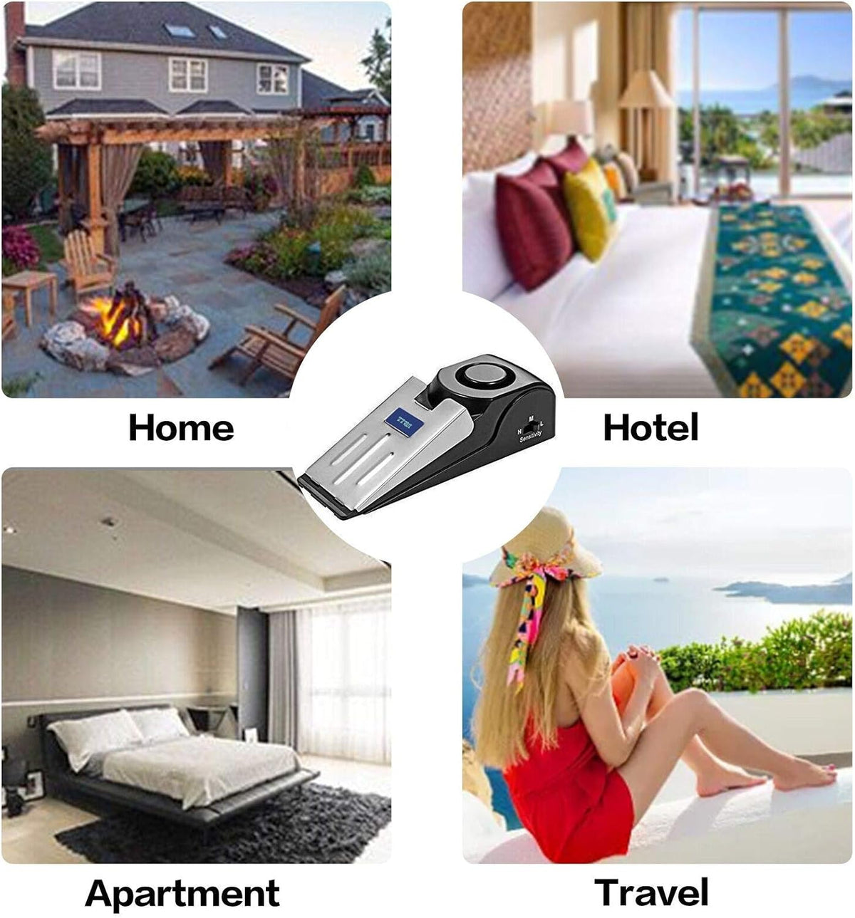 ZZRUI Upgraded 2 in 1 Portable Door Stopper Floor Wedge Security Alarm Loud 120db Entrance Alert Door Stop Alarm for Travel Home Apartment House (3 Packs)