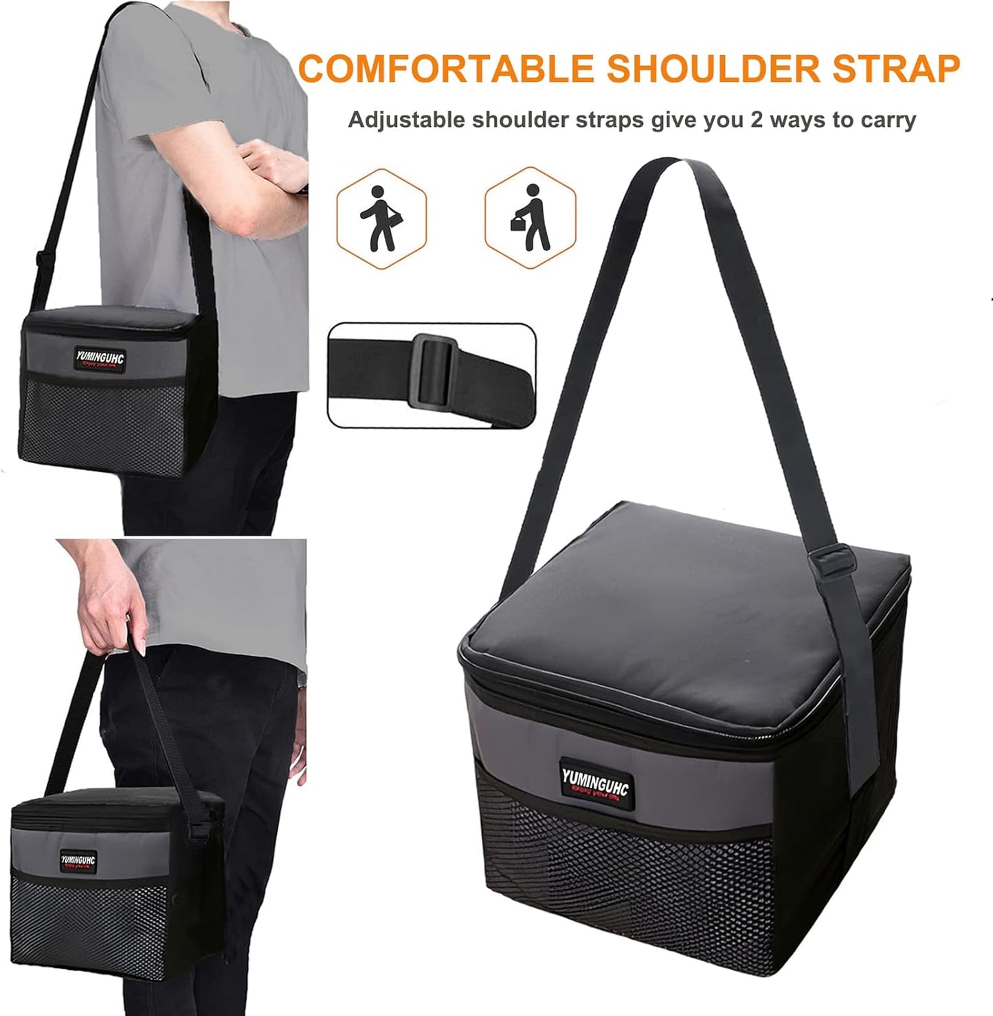 6 Can/5L Lunch Bag for Women Men Portable Lunch Box Small Cooler Bag Soft Collapsible Reusable Insulated Lunch Tote for Everyday Work Travel (Grey)