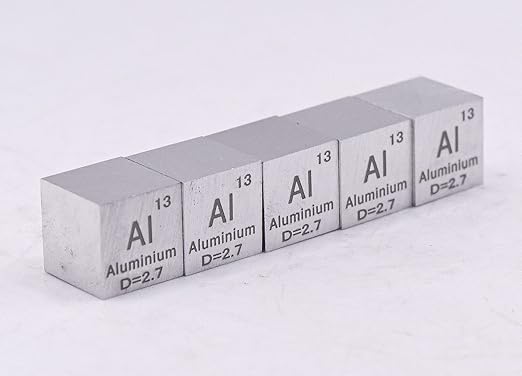 0.39" 10mm Aluminium Metal Cube Al up to 99.9% Pure Periodic Table Element Engraved Density Collection Science Education Display Block Cube + Acrylic Case Box - 1PC