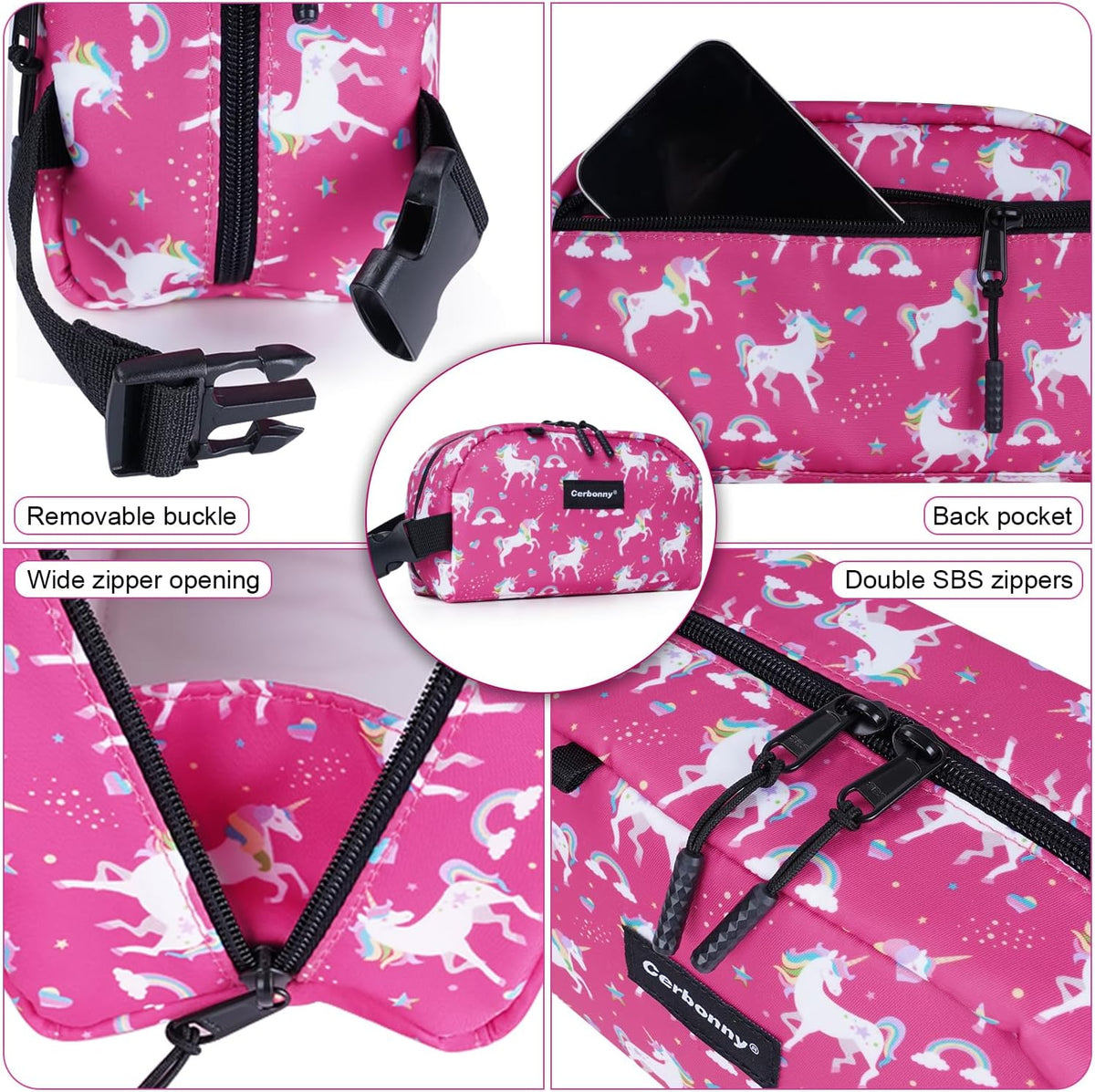 Cerbonny Small Cooler Bags: Freezable, Insulated Lunch Bags for Work/School Travel - fits Yogurt | 3+(Unicorn)
