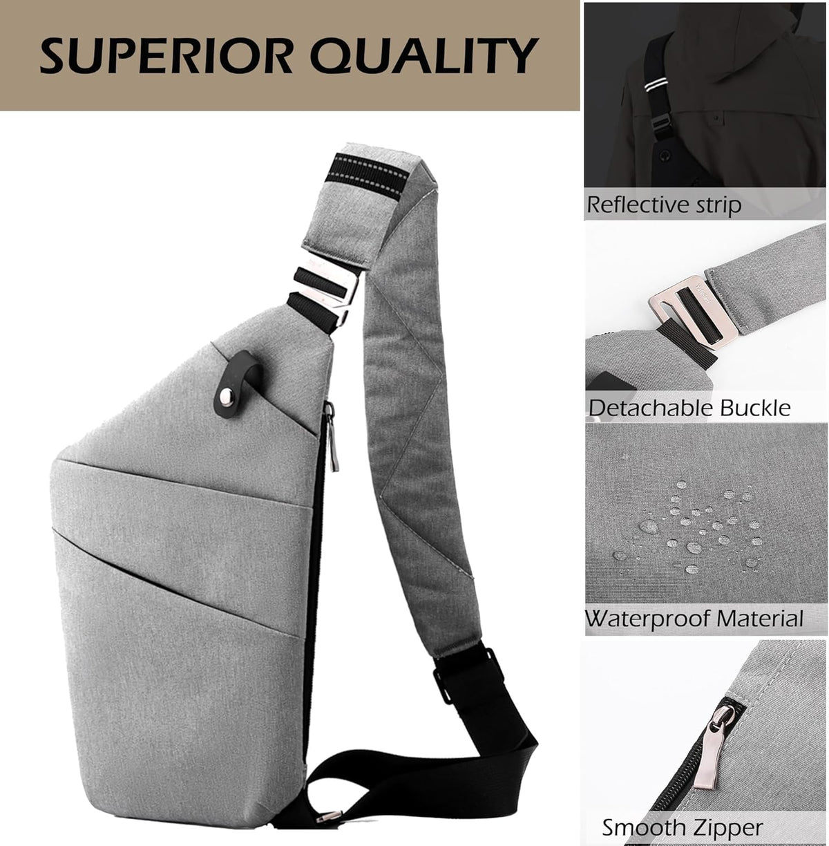 Anti Theft Crossbody Bags for Women Men, Multi-Pocket Shoulder Bag, Slim Sling Purse with 2 RFID Blocking Card (Right Shoulder-Viola)