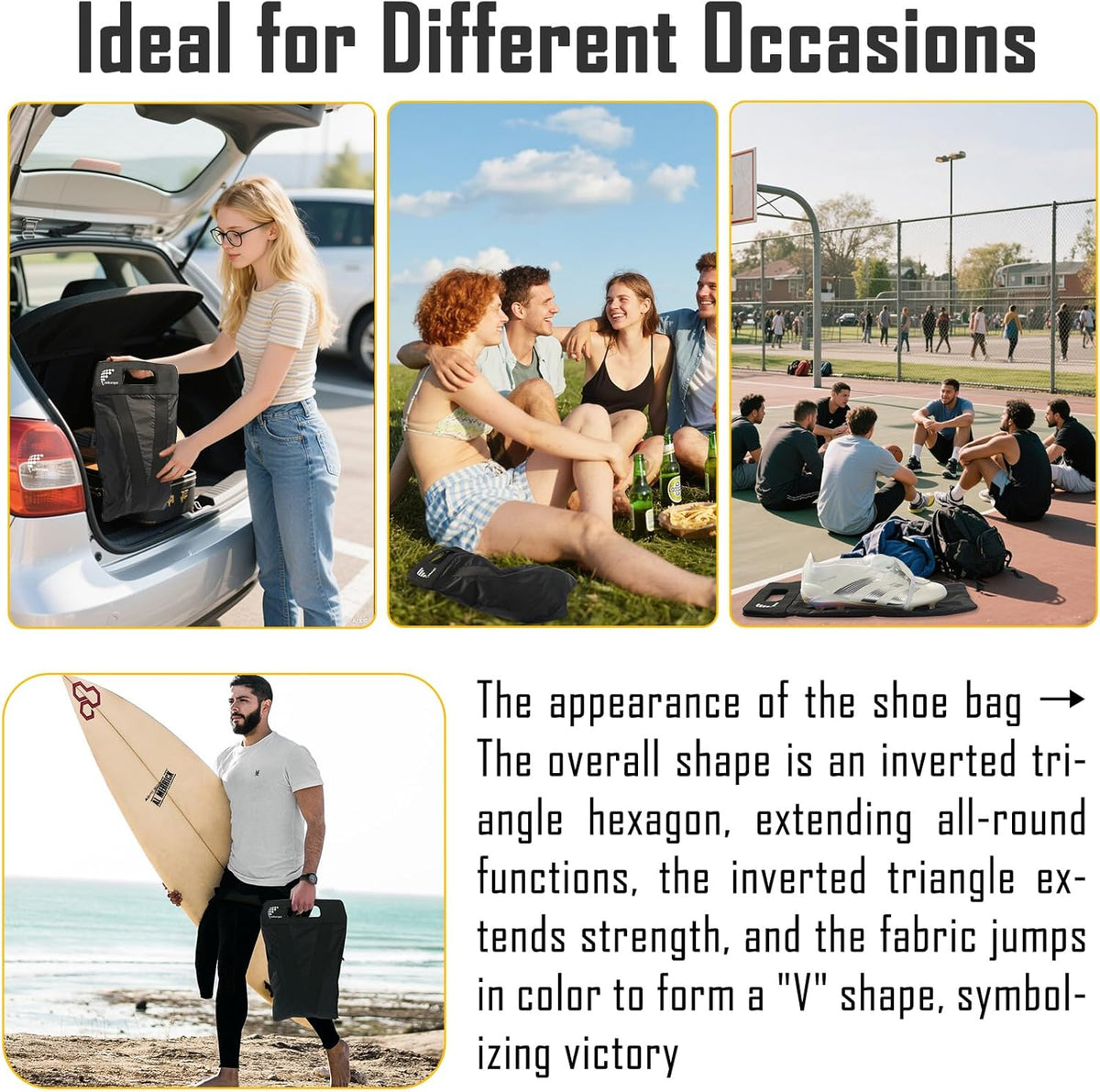 Shoe Bag,Shoe Bags for Travel,Golf Shoe Bag,Cleat Bags for Sports Smell Proof,New Upgraded Waterproof, Anti-odor, Remove odor(Double magnetic closure design)