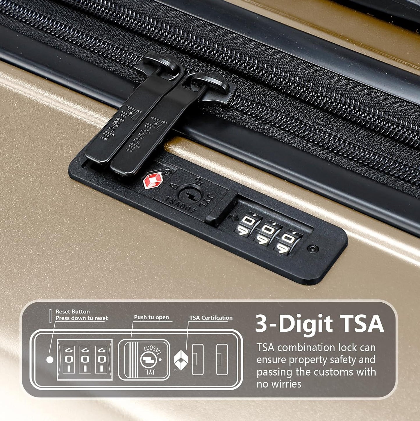 28 Inch Luggage with Spinner Wheels, Lightweight Expandable PC Hardside Large Checked Luggage with TSA Lock, Durable Rolling Suitcase, Champagne