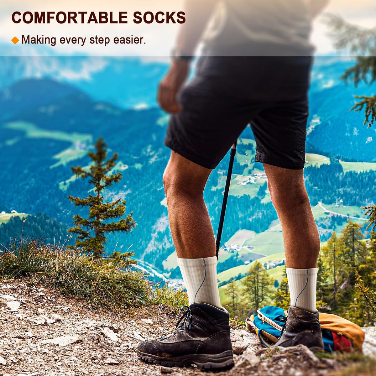 BULLIANT Compression Socks for Men 6Pairs, Athletic Crew Socks Cushioned For Men Sports Running-Arch Support