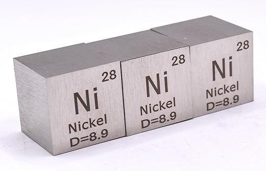 1" 25.4mm Nickel Metal Cube Ni up to 99.9% Pure Periodic Table Element Engraved Density Collection Science Education Display Block Cube + Acrylic Case Box - 1PC