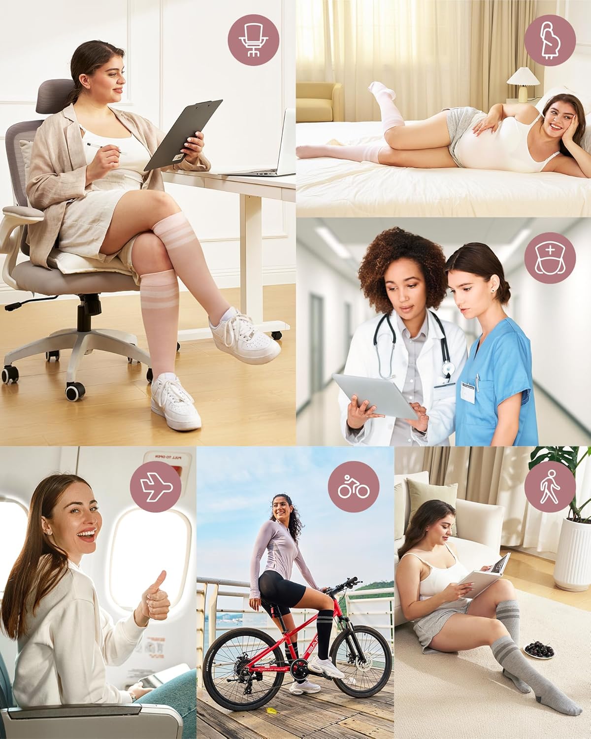 Momcozy Compression Socks for Women Wide Calf, 15-20mmHg Knee High Support Socks for Pregnancy, Nurses, Travel, Flying