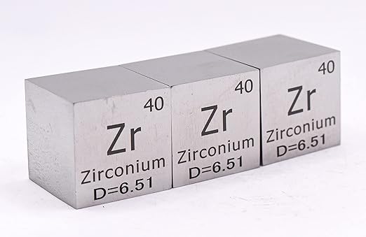 1" 25.4mm Zirconium Metal Cube Zr up to 99.9% Pure Periodic Table Element Engraved Density Collection Science Education Display Block Cube + Acrylic Case Box - 1PC