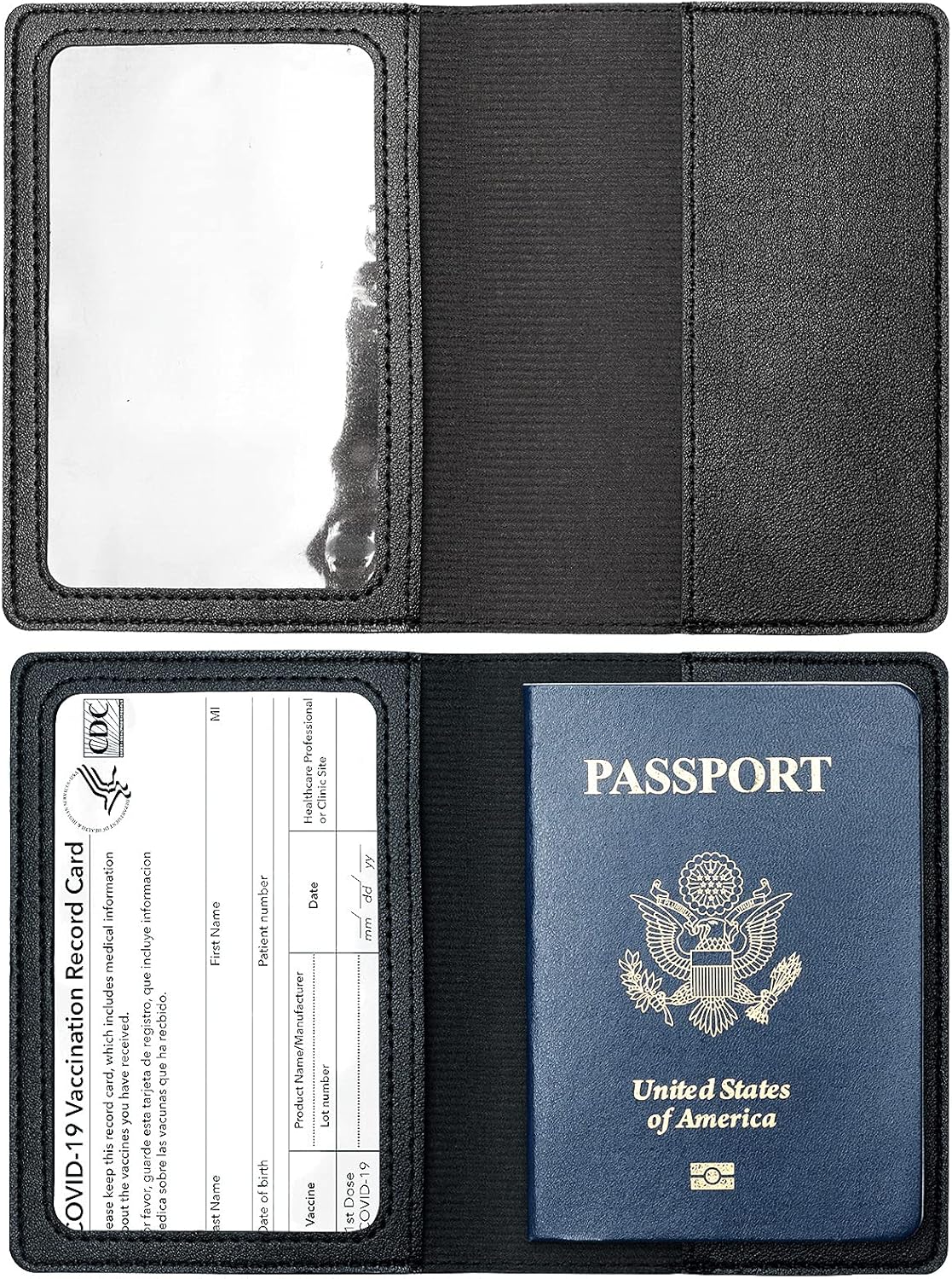 2 Pack Passport covers and Vaccine Card Holder Arouselove PU Leather Passport Wallet Vaccine Case Protector Slot Travel Passport Wallets for Women & Men