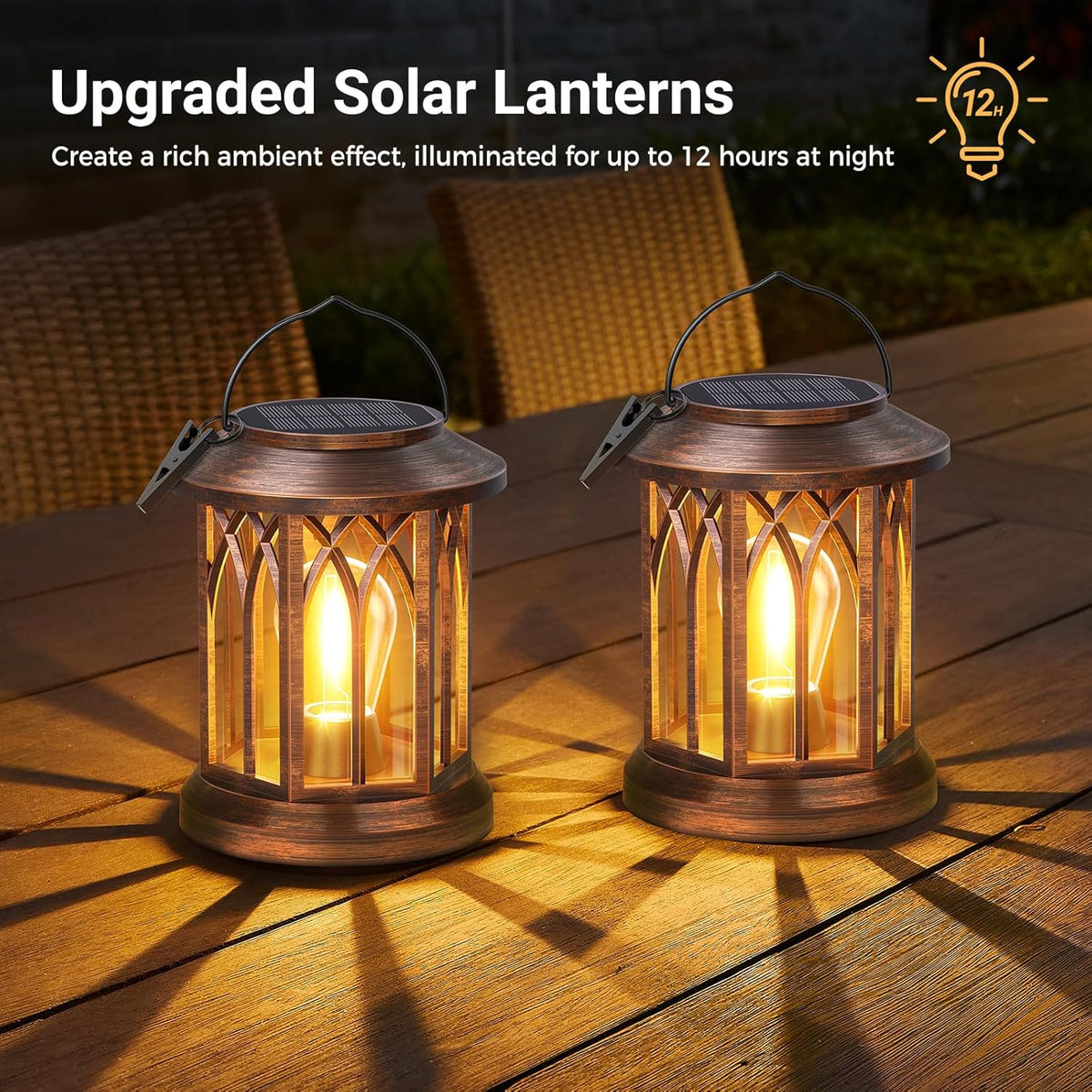 WdtPro Solar Lanterns Outdoor Hanging 6 Pack, Upgraded Bright Lantern Lights Outdoor Waterproof, Solar Powered Lantern Over 12Hrs Solar Lights for Outside Garden Yard Patio Decor (Copper)