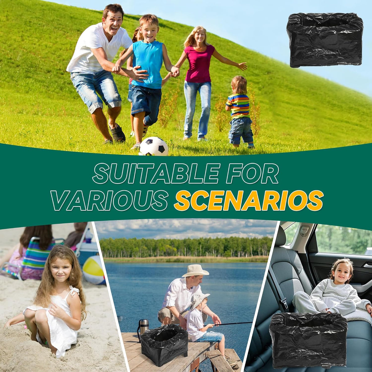 In-car Portable Toilet Collapsible Potty, Emergency Toilet, Temporary Potty For Outdoor Camping, Road Trips, Traffic Jams, Boating And Fishing