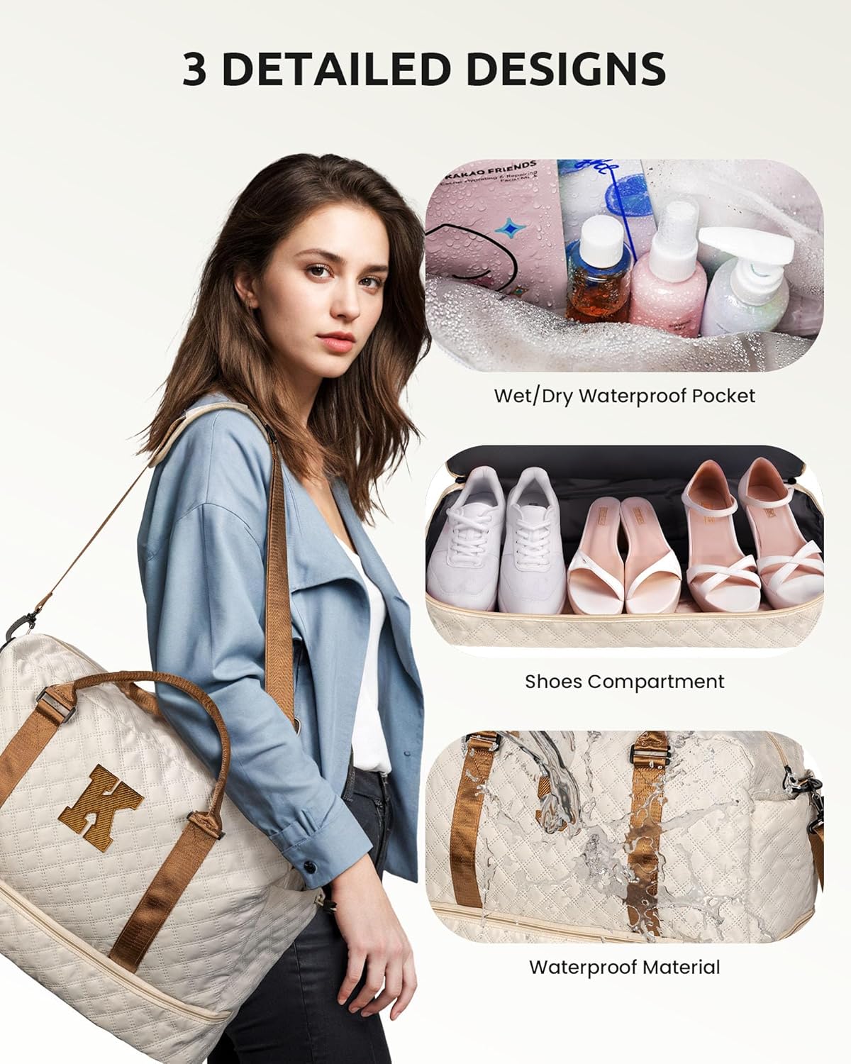 Gifts for Grandma-Initial Duffle Bag with Shoe Compartment, Personalized Weekender Bag, Monogram Overnight Bag, Letter Travel Bag with Makeup Bag,Daughter Friend Gifts (Letter P)