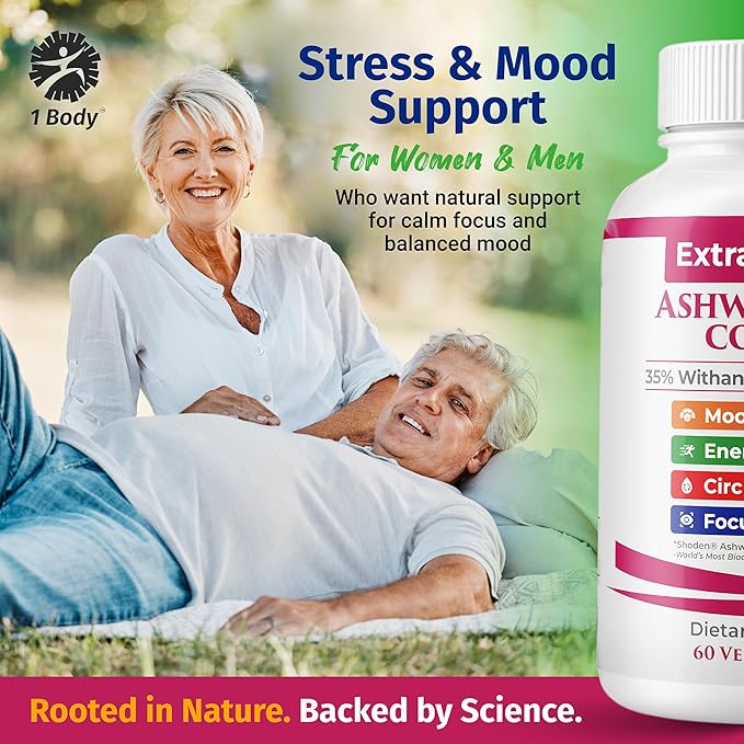 100% Natural Shoden Ashwagandha Complex Supplement - Ultra High Potency 35:1 Concentrated Root Extract for Sleep & Energy Support - Vegan, Non-GMO - 60 Capsules