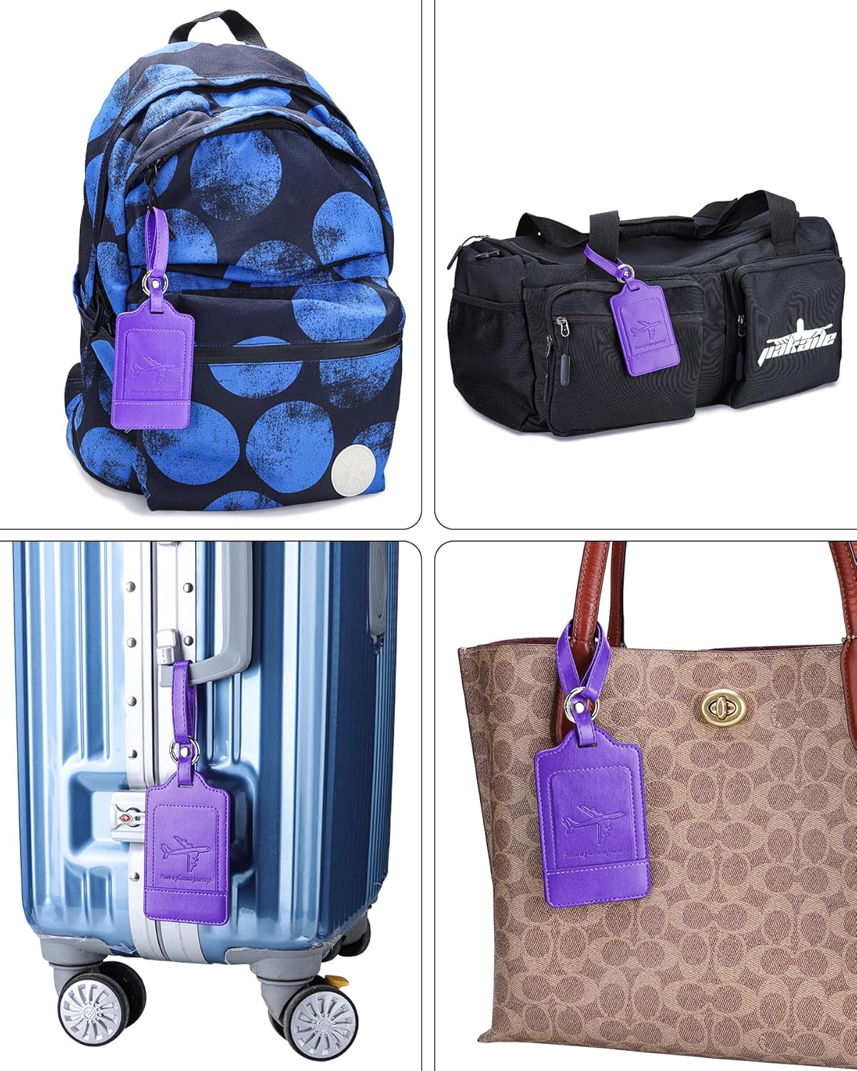 Teskyer Luggage Tags, 3 Pack Premium PU Leather Luggage Tags Privacy Protection Travel Bag Labels Suitcase Tags