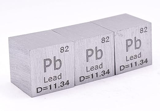 1" 25.4mm Lead Plumbum Metal Cube Pb up to 99.9% Pure Periodic Table Element Engraved Density Collection Science Education Display Block Cube + Acrylic Case Box - 1PC