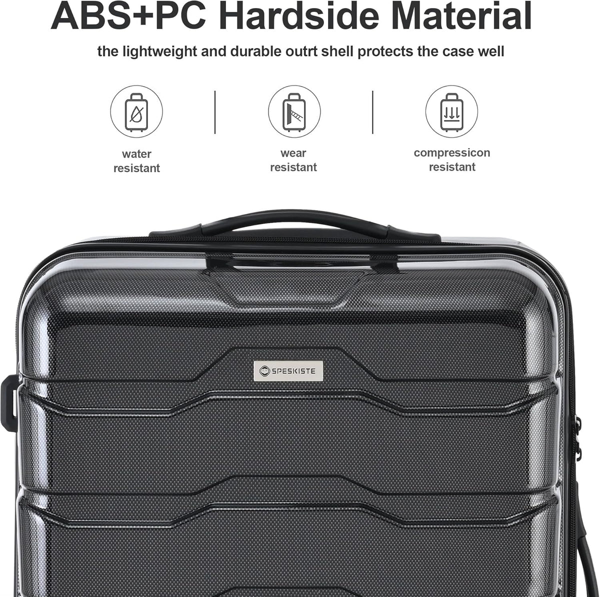3 Piece Luggage Set, Hardshell Luggage Sets with TSA Lock, PC+ABS Lightweight Suitcase Sets with 360° Spinner Wheels BLACK (20/24/28)