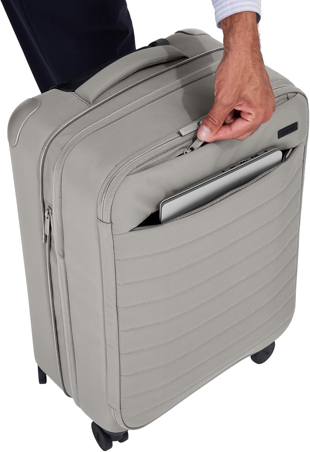 Away Softside Bigger Carry-On Suitcase, 23 Inch Lightweight, Expandable High-Strength Nylon Luggage With Spinner Wheels, Meets Requirements for Most Major Airlines, Cloud Gray
