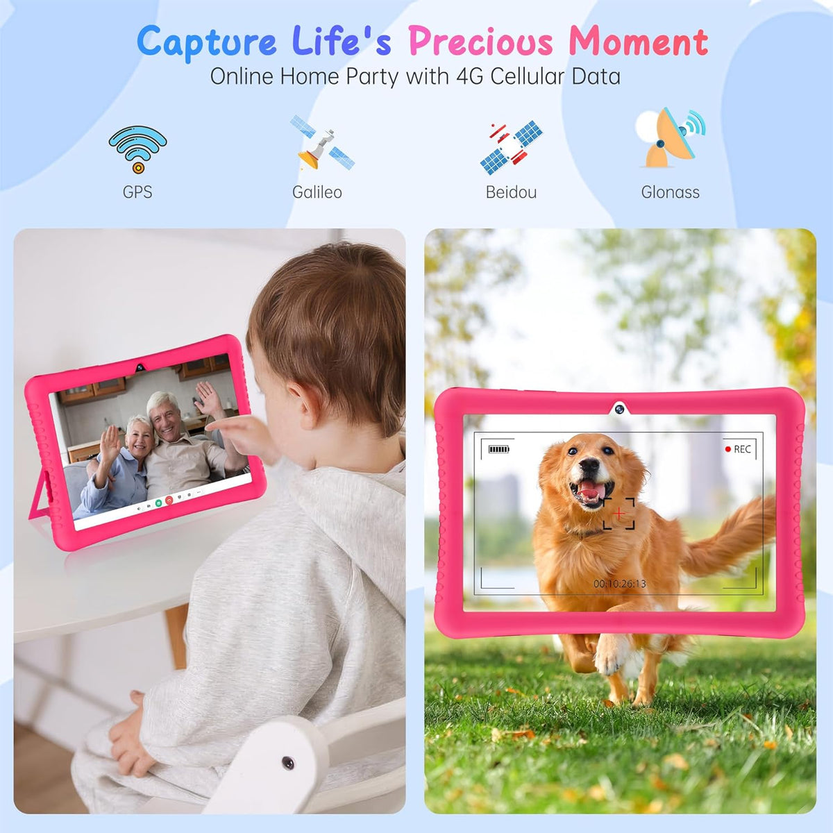 HAOVM Tablet 10 inch, 4G SIM Unlocked, Android 14 Tablet with SIM Card Slot, IPS Touch Screen, 2.0GHz Fast Processor,3GB+32GB+TF Expand,2.4G/5GHz WiFi,8MP Camera, GPS, Pink case