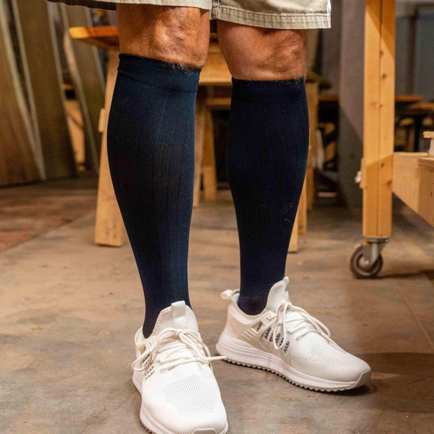 Medical Grade Compression Socks for Men & Women 15-20 mmHg by OrthoSleeve (Navy, Large)