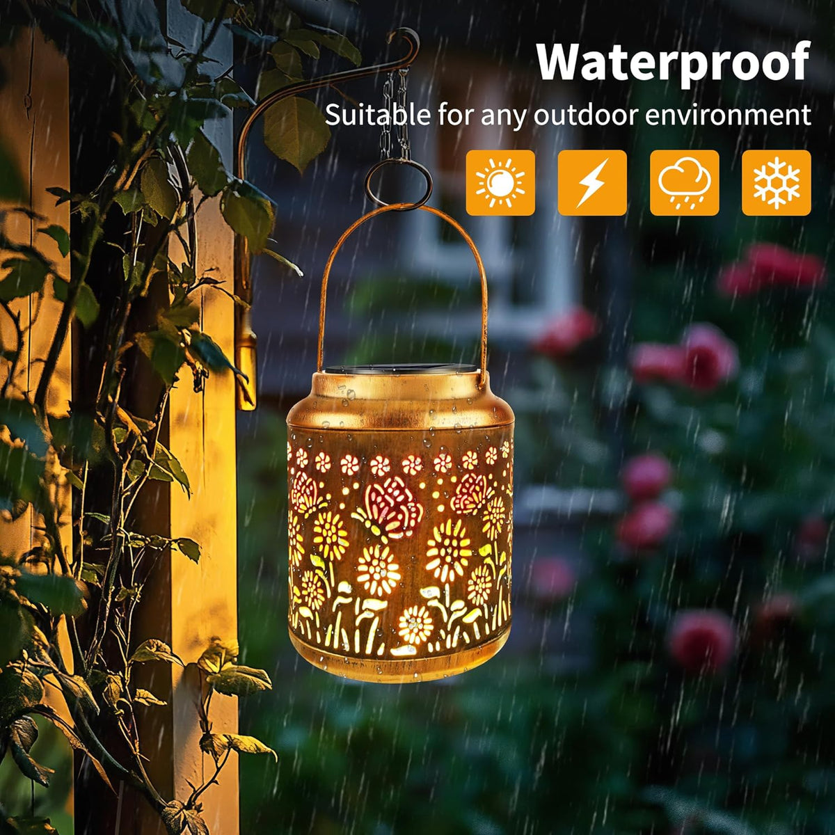 Brizled Butterfly Solar Lantern Lights with Colorful Projection, Christmas Birthday Gifts for Women Mom Grandma, Multicolor Hanging Lights Outdoor Waterproof, Solar Lantern Lights for Garden Patio