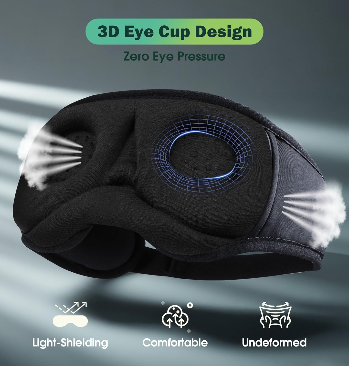 Sleep Mask with Headphones Bluetooth 5.4,LC-dolida 2025 New 3D Bluetooth Sleep Mask Headphones with Soft Bamboo Cotton for Side Sleepers Women Men, Sustainable Luxury for Better Sleep