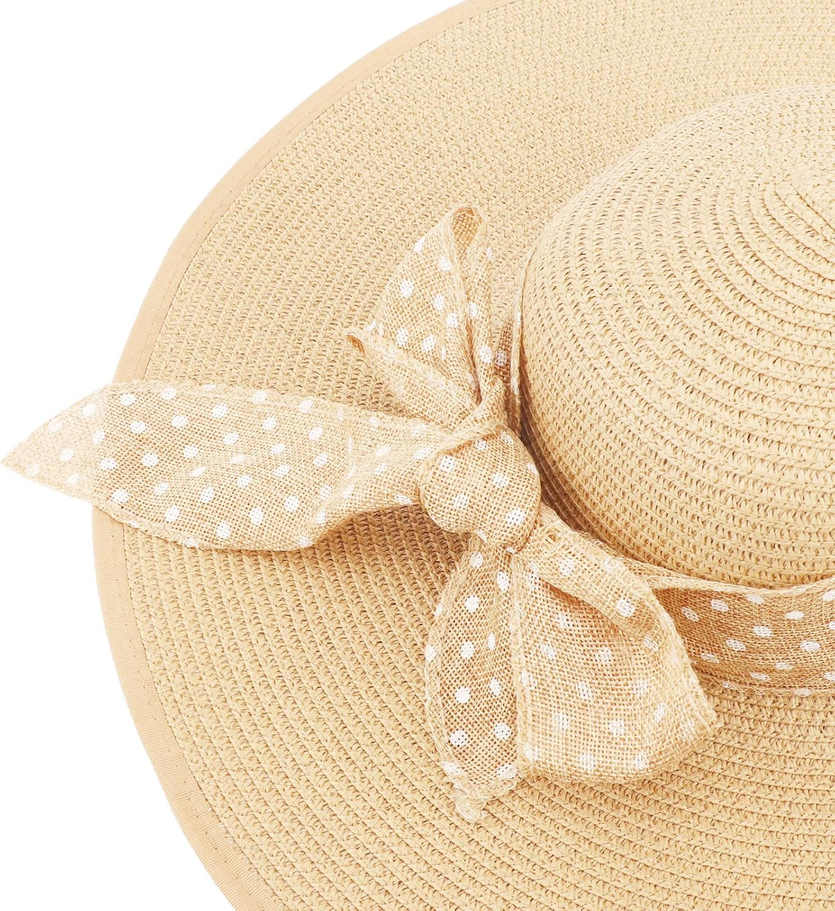 DRESHOW Beach Hats for Women Big Straw Wide Brim Summer Hat Floppy Foldable Roll up Cap Sun Hat UPF 50+