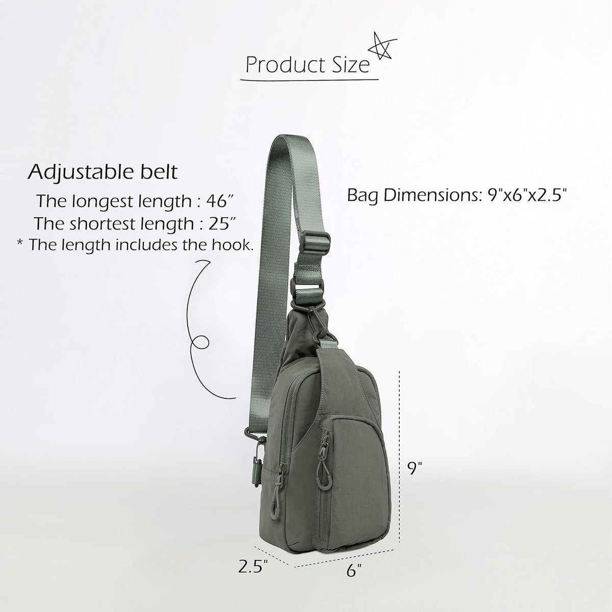 ODODOS Daily Sling Bag with Adjustable Straps Crossbody Chest Bag Lightweight Small Backpack for Casual Traveling Hiking