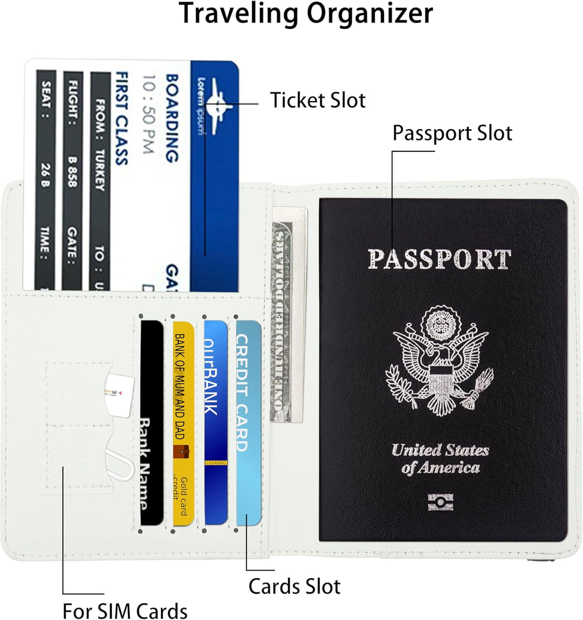 Passport Holder for Women and Men PU Leather Passport Cover for Travel (Alphabet)