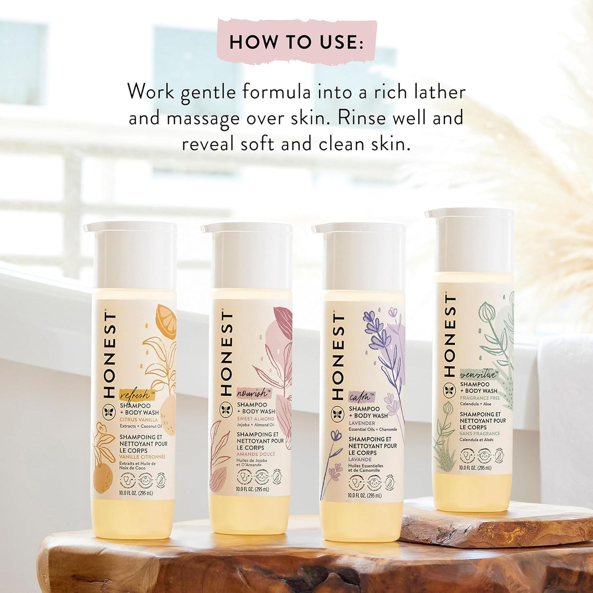 The Honest Company 2-in-1 Cleansing Shampoo + Body Wash | Gentle for Baby | Naturally Derived, Tear-free, Hypoallergenic | Sweet Almond Nourish, 18 fl oz